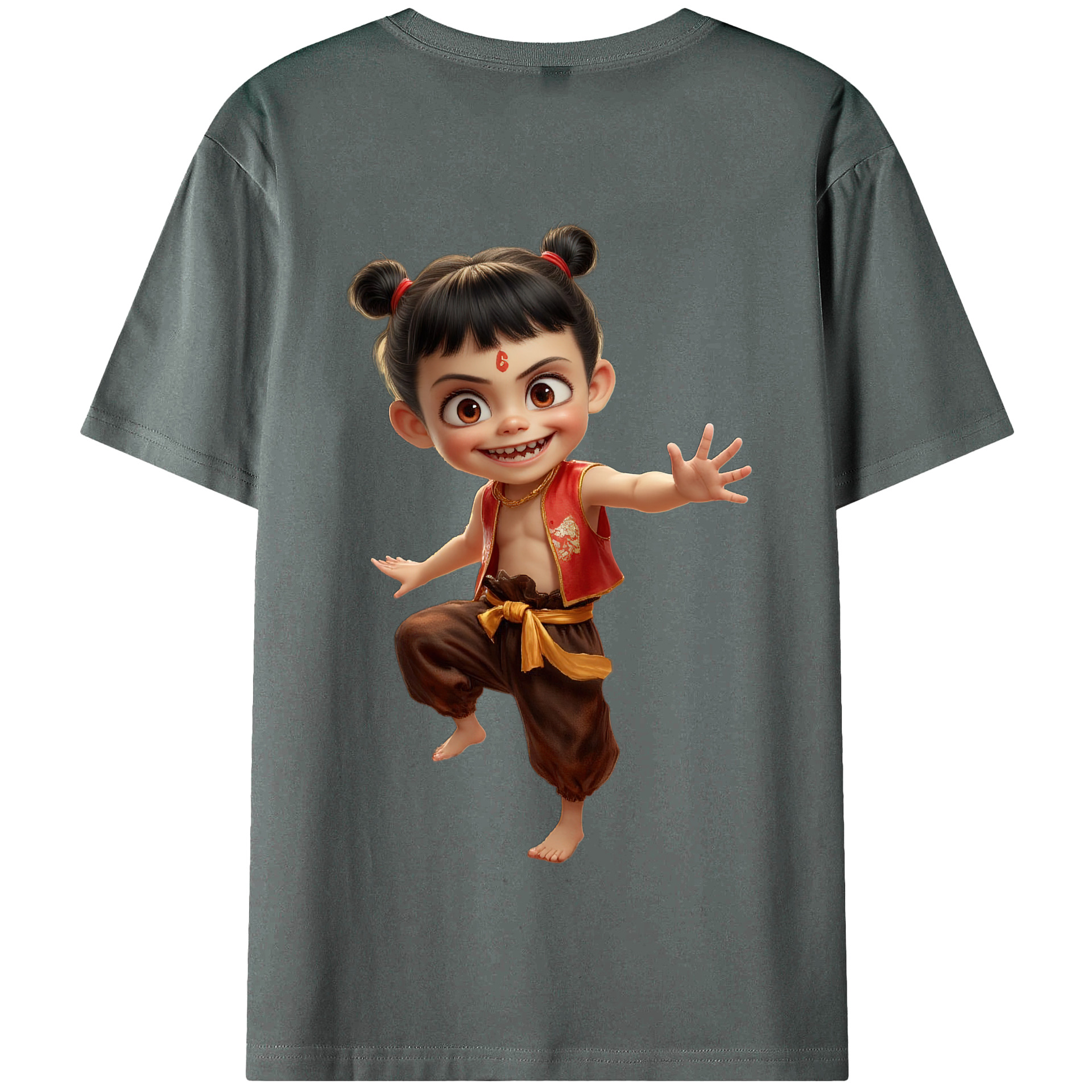 （画像用） Ne Zha 2 ナタ 魔童の大暴れ 綿100％半袖Tシャツ（背面プリント）